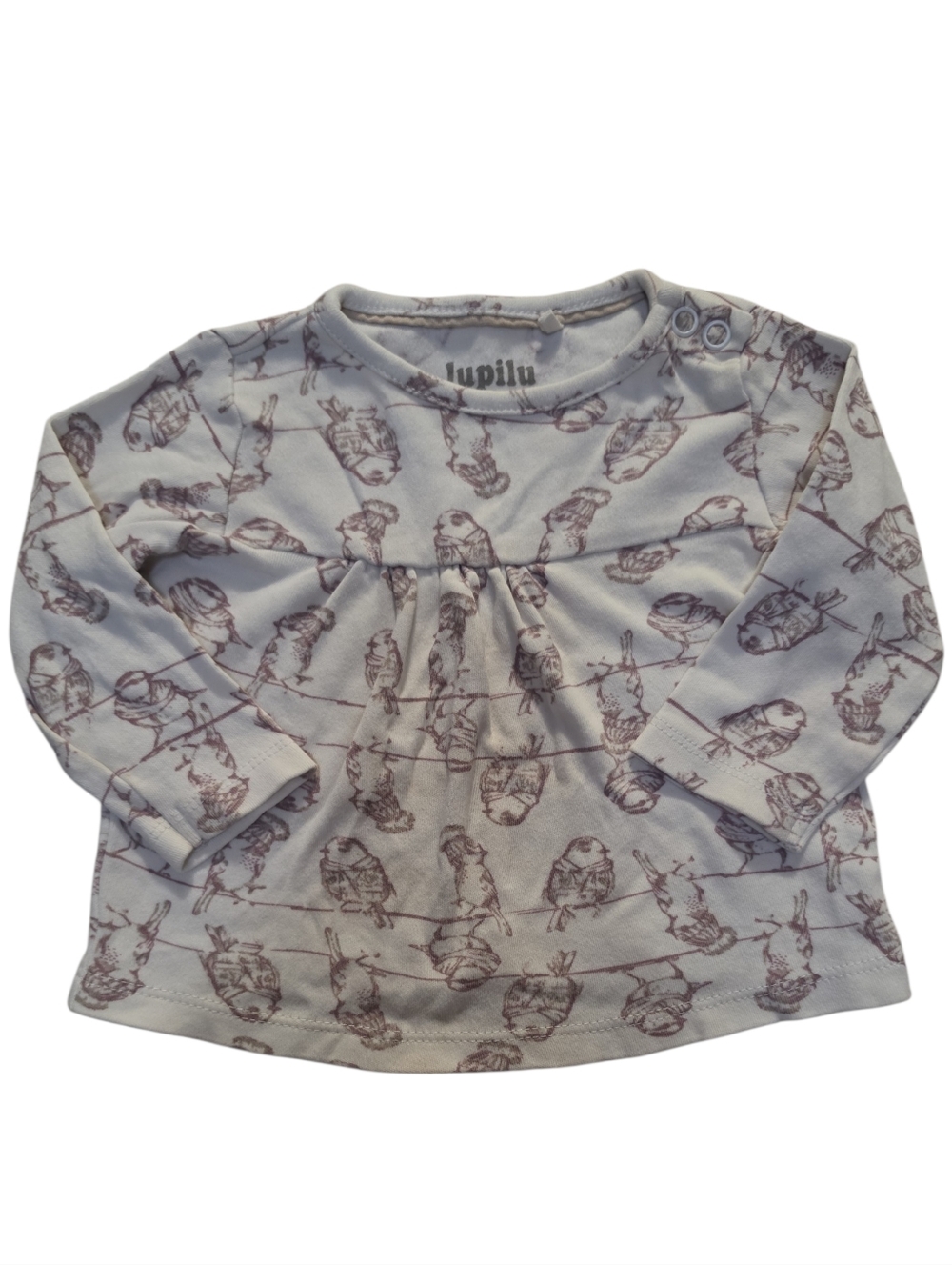Lupilu Cream Long-Sleeve Bird Print Tee Size 2-6M